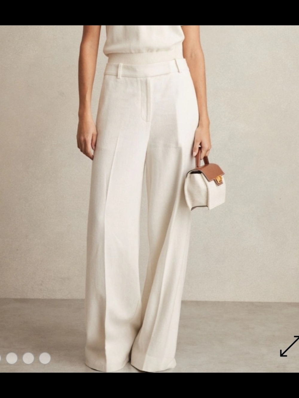 Reiss Sorrento Cotton Blend Trousers Pants Cream White US 8 M